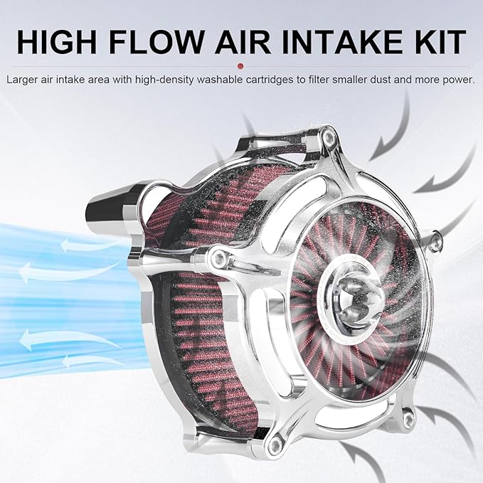 Air Filter Cleaner for Harley Davidson Softail Touring Street Road King Glide Trike for Harley Davidson Air Intake Filters for Touring 08-16, Softail 16-17 Red