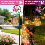 VOOKRY 2 Pack Butterfly Metal Solar Watering Can Lights, Solar Lights Outdoor Waterproof, Gifts for Women Mom Grandma Mother's Day, Hanging Lanterns Decorative Garden Decor for Outside Yard Patio Lawn