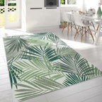 Indoor & Outdoor Rug for Patio Jungle Floral Palm Trees Design Green, Size: 6'7" x 9'6"
