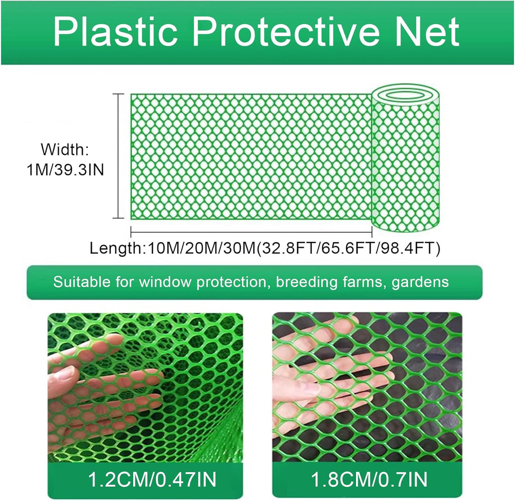 Wire Fence Mesh Green Plastic Mesh Roll 39.3″ Wide Poultry Fencing Multi-Use Garden Fence for Snow Fence Chicken Plants Balcony Protection Barrier(Size:1x10M - Mesh 1.8cm)