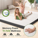 Folding Mattress 3in TwinXL Memory Foam Tri-Folding Mattress with Washable Cover Foldable Floor Mat for Guest Bed, Camping, Yoga, RV Travel, White (Size: 38" L x 80" W x 3" Th)