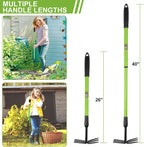 Telescopic Garden Hoe, Dual-Head Weeding and Cultivating Tool with Adjustable Handle, Lightweight Outdoor Hand Hoe for Raised Beds, Flower Planting, Camping, and Backyard Gardening