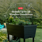 Keter Urban Bloomer 12.7 Gallon Raised Garden Bed and Outdoor Herb Garden Planter with Self Watering Gauge and Drainage Plug, Dark Grey