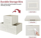 GRANNY SAYS Cloth Storage Bin with Label Holder, Closet Organizers and Storage Shelves, Sweater Storage Boxes for Closet Room, Storage Baskets for Organizing, Pearl White, 3-Pack