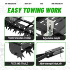 32 in Tow Behind Spike Aerator W/ 8 Spikes, Hitch Pin Attach to Lawn Tractor, Most ZTRs, ATVs Soil Mower Hitch, Lawn Soil Penetrator for Gardens, Lawns, Farms