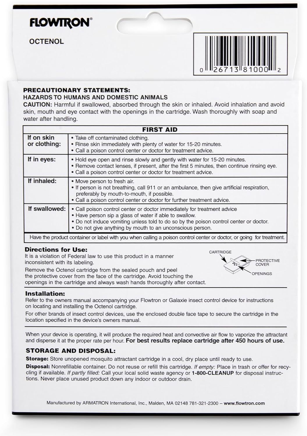 Flowtron MA-1000 Octenol Mosquito Attractant Cartridge, Compatible with BK-15, BK-40, BK-80, MC-9000, FC-8800-3 Pack