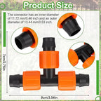 Tujoe 50 Pcs Drip Irrigation Tee Fittings 5/8 Inch Universal Tee Connector Drip Tubing Fittings Barbed Compatible with Most 16-17 mm Garden Hose Tubing Sprinkler Systems