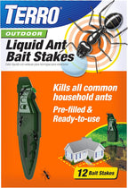 TERRO Liquid Ant Baits - T1813B - Outdoor Ready-to-Use Terro Ant Traps, Kills Household Ants, 12 Stakes