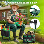 Walensee Foldable Garden Kneeler and Seat Bench with Cross-Body Tool Bag, Removable Tool Pouch, Heavy Duty Garden Stool with Soft Kneeling Pad, No Assembly,Ideal Gardening Gift for Mom Women Seniors