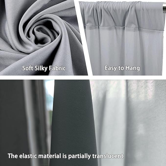 10 x 7 Feet Grey Backdrop Curtain for Partie, Background Curtains for Photoshoot, Birthday, Wedding, Halloween, Thanksgiving, Christmas Day, New Year Party Decorations 5Ft x 7Ft, 2 Panels
