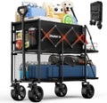 Double Decker Wagon 320L Large Capacity 400LBS Collapsible Sports Utility Cart with Big Wheels,Double Extended Tailgate Heavy Duty Folding Wagon Cart for Groceries,Camping,Outdoor