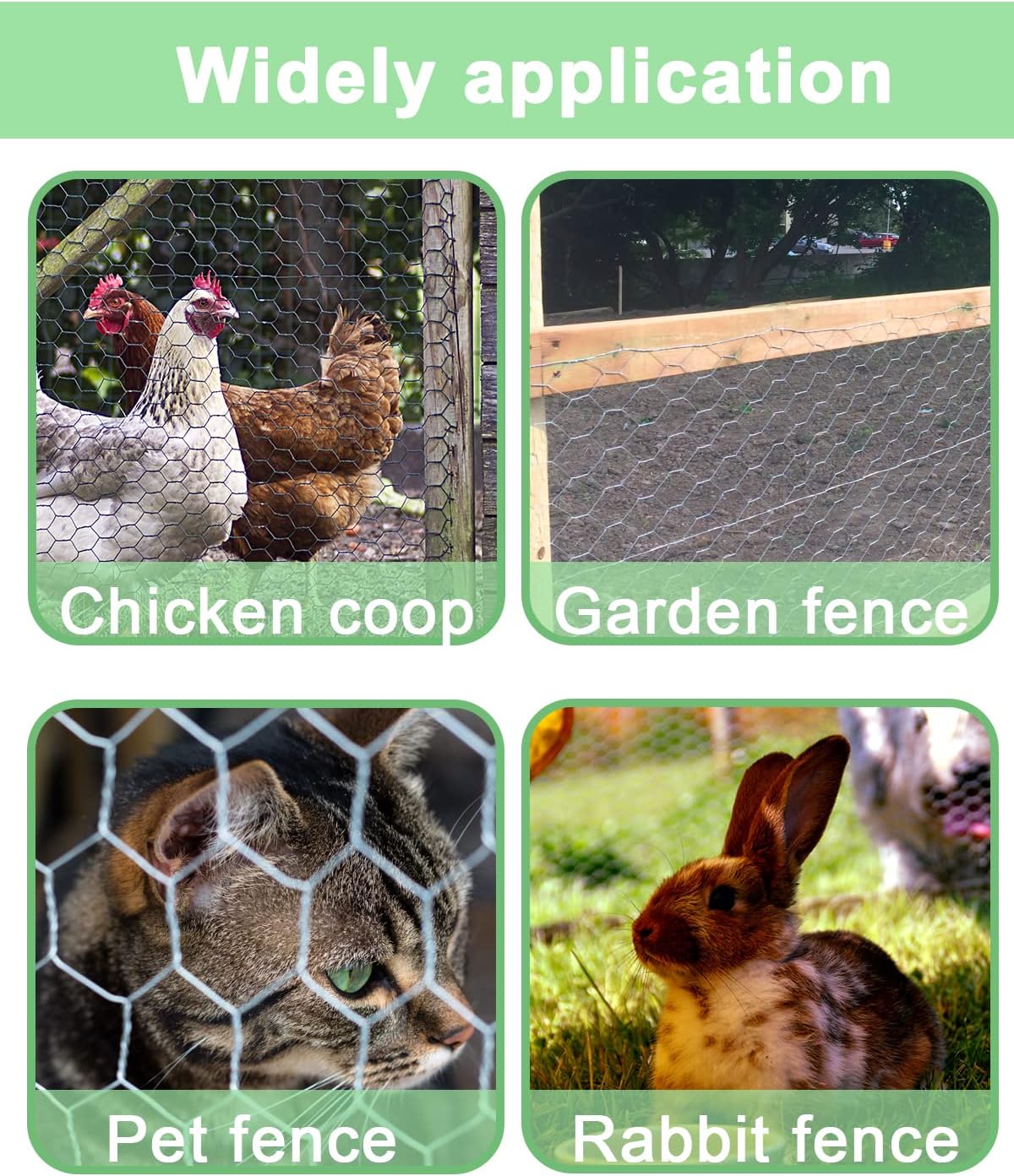 vensovo Green Chicken Wire for Crafts – 13.7"×157" PVC Coated Hexagonal Mesh Roll, cuttable and Shapeable Floral Wire Netting for Wedding Decorations, Garden Fencing