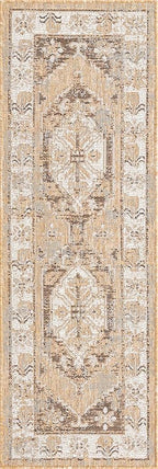 Unique Loom Outdoor Traditional Collection Area Rug - Valeria (2' x 6' 1" Runner, Natural/ Ivory)