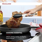 KitchenAid Silicone Tipped Stainless Steel Tongs, 9 Inch, Black