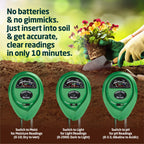 Soil Moisture Meter, Accurate Soil Moisture/PH/Light Meter Plant Soil Test Kit Indoor Outdoor Use, No Battery Needed Easy to Read Hygrometer Moisture Sensor Water Meter for Plants Lawn Farm Garden