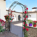 Metal Garden Arch 98.4" H Garden Arbor Trellis for Outdoor Climbing Plants Support Rose Lawn Tall Large Scale Event Arch(L, Black)