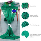 MDS 2 Pack 10ft Chiffon Table Runner 29 x 120 Inches Sheer Wedding Runner Romantic Rustic Table Runner for Wedding Decorations, Birthday Parties, Bridal Shower Party Arch Decor - Emerald Green