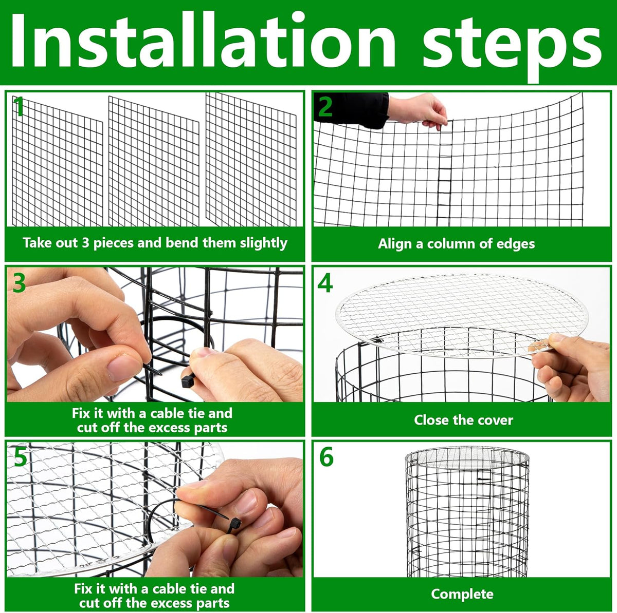 Adnee 8 Pack Wire Plant Protector with Cover-20" x 11" Detachable Metal Plant Protectors Mesh-Garden Plant Protectors for Flower Vegetable to Keep Animals Out