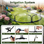 100Ft 1/2" Tubing High-Flow Drip Irrigation System, 360° Adjustable Garden Watering System with 30 Nozzles, Dual-Side Watering Kit for Raised Beds, Greenhouses & Efficient Plant Irrigation