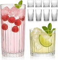 Laerjin Drinking Glasses Set of 8, 12 oz Highball Glasses & 10 oz Cocktail Glasses Set, Glassware Drinking Glasses, Glassware Sets for Cocktail, Beer, Wine, Whiskey, Water & Juice Drinkware(Clear)
