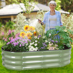 BIRDSINYARD Galvanized Raised Garden Bed, 4x2x1ft, 2 Pack, Olive Green
