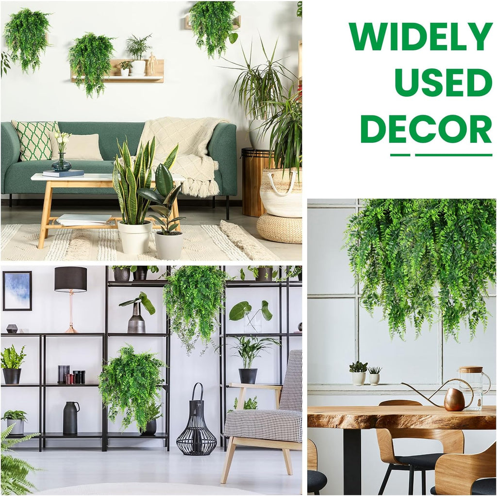 Geosar 64 Pcs Artificial Hanging Plants 32 Inch Hanging Boston Ferns Plastic Fake Plants for Wall Room Garden Wedding Garland Indoor Outdoor Decoration, No Basket