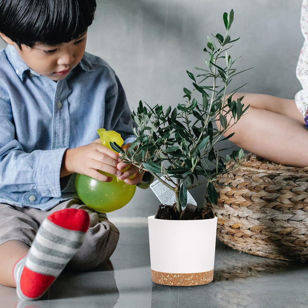 QCQHDU 5 inch Plant Pot, 2 Pack Planters for Indoor Plants with Drainage Holes & Saucer, Outdoor Flower Pots Home Garden Modern Decor