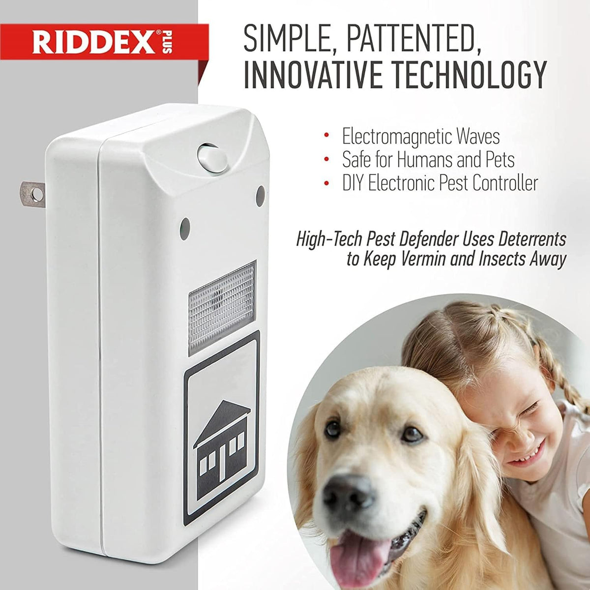 RIDDEX Plus Insect Repellent | Plug in, Mouse Deterrent - Pest Control for Defense Against Rats, Mice, Roaches, Bugs and Insects | Control Pests with No Toxins | White