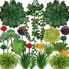 Succulents Plants Artificial, 20pcs Colorful Fake Succulents, Mini Artificial Succulents for DIY Home Terrarium Floral Wall Office Decoration (Unpotted)