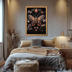 Framed Vintage 3D Textured Wall Art - Gothic Butterfly Wall Decor - Hand Drawn Sandstone Nature Botanical Pictures for Living Room Bedroom Home Decor 24x36in