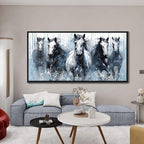 DUNHUANG ART Rustic Equine Gallop Canvas Wall Art - Stunning Horse Themed Decor for Living Room, Bedroom, Office - Horse Pictures Wall Decor 20"x40"