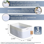 NaturalCozy 13.5”x8.5”x5.5” Rectangle Storage Baskets for Shelves 3 Pack | Cotton Rope Woven Small Baskets for Organizing | Small Storage Bins for Nursery, Bathroom, Closet, Shelf, Decorative