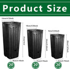 RunNico 60pcs Plastic Deep Plant Nursery Pots,Tall Tree Pots,Black Deep Seedling Container Pots with Drainage Holes for Indoor Outdoor Gardening (3Size-7.8" H+9.4" H+12.2" H)