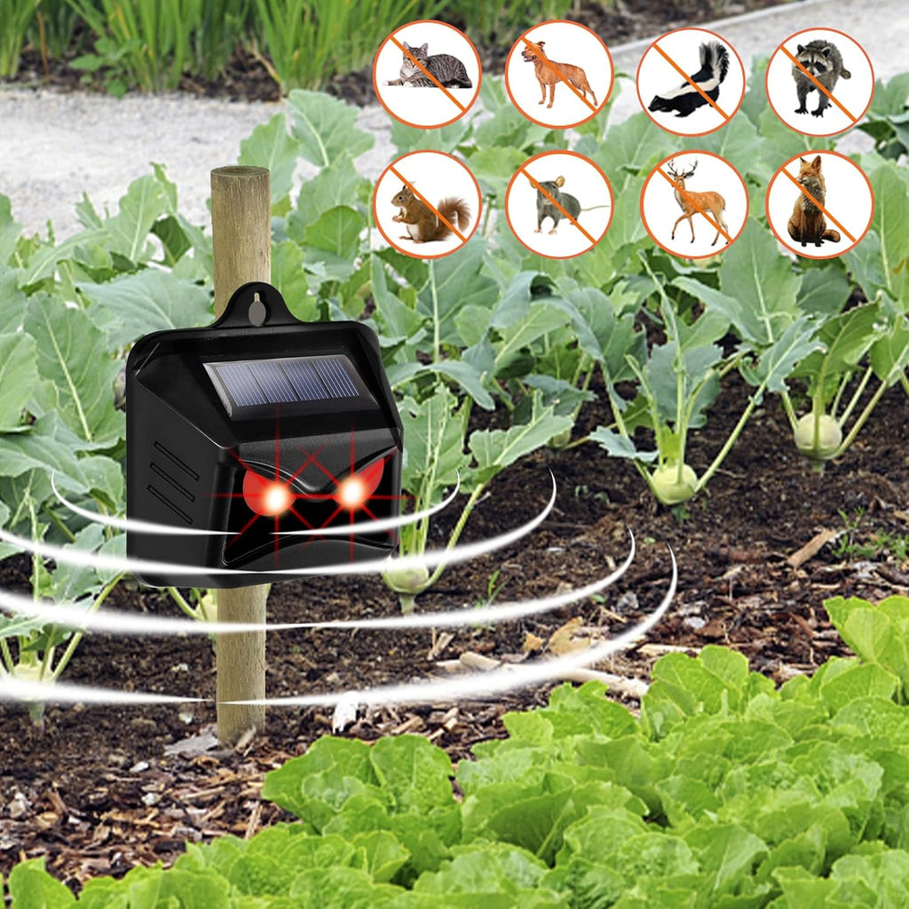 Triumpeek Animal Repeller, Solar Powered Predator Eye Nighttime Animal Deterrent Devices with Red LED Lights, Night Guard Animal Repellent Scares Coyote Skunk Raccoon Deer Away from Yard Chicken Coop