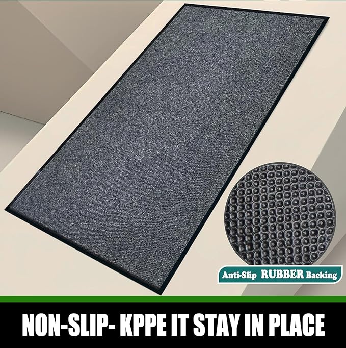 Heavy Duty Doormat, 3'x10' Indoor Outdoor Entry Rug, Commercial Entrance Mat with Rubber Border, Durable Welcome Mat, Rubber Backing Non Slip Doormat for Entryway, Large Garage Floor Mat