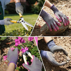 Gardening Gloves for Women 3 Pairs, Garden Gloves for Pruning Flower Rose, Weeding, Digging, Raking, Flower gloves with Rubber coating (Small, Pink)