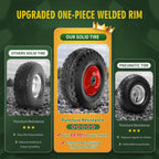 (2 Pack) 4.10/3.50-4 Flat Free Tire and Wheel 10-Inch Solid Wheel Replacement with 5/8 Bearings,2.2" Offset Hub -Compatible with Hand Truck,Wheelbarrow(Red)