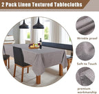 Fitable Faux Linen Table Clothes 2 Pack, Faux Burlap Fabric Tablecloths for Rectangle Tables, Rustic Holiday Table Covers for Kitchen Dining, Party, Farmhouse (Stone, 54 x 78 Inch)