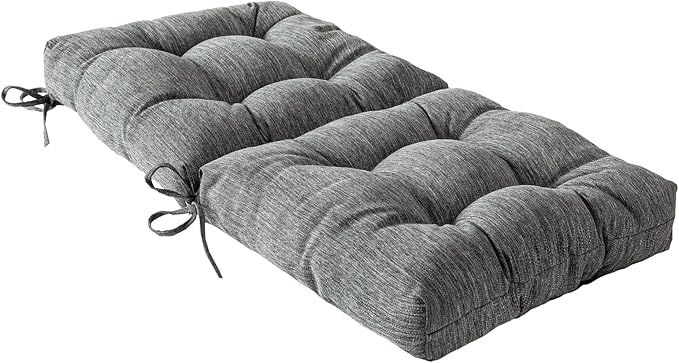 QILLOWAY Outdoor Chair Cushion for Patio Furniture, Waterproof Patio Cushions with Ties, Fade Resistant Replacement Pads for Outdoor Rocking Chairs,Charcoal Grey,Black