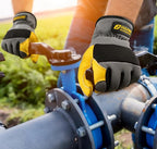 DULFINE Cowhide Leather Work Gloves for Men & Women, Reinforced Durable Gardening Gloves, Puncture & Cut Resistant