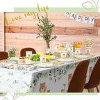 452 Pcs Woodland Party Decoration for 50, Woodland Animal Baby Shower Paper Plates Napkins Cups Tablecloth Cutlery Straws for Forest Wild Safari Birthday Gender Reveal Party Supplies