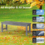Outdoor Bench, 2-Person Patio Backless Bench Holds up to 800lbs, Weatherproof Garden Bench That Never Rot and Fade, Suit for Backyard, Porch, Patio, Deck and Entryway (Grey)