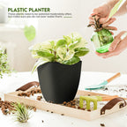 Plant Pots Indoor with Drainage, 5 Pack Multi-Size Planters Set, Black