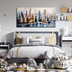 Large Canvas Wall Art Modern Living Room Bedroom Home Office Wall Decor City Landscape Painting Framed Canvas Prints Ready to Hang Size 30x60