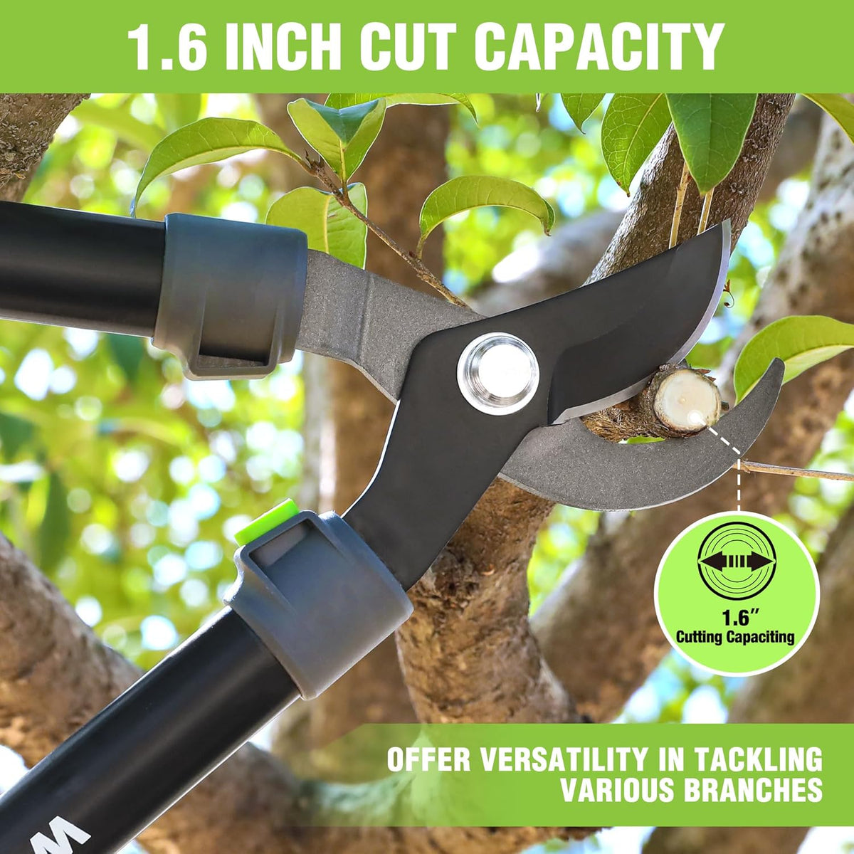 WORKPRO 27" Garden Bypass Lopper and Tree Trimmer, Heavy Duty Branch Cutter with 1.6" Cutting Capacity, Designed with SK5 Sharp Blade and Ergonomics Handles