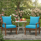 Summsun Outdoor Backrest and Deep Seat Cushion Set, Waterproof Fade Resistant Patio Chair Furniture Cushion with Removable Cover, 22 x 22 Inch, Teal, Set of 2