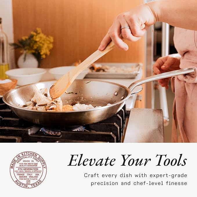Made In Cookware - 12-Inch Stainless Steel Frying Pan - 5 Ply Stainless Clad - Professional Cookware - Crafted in Italy - Induction Compatible