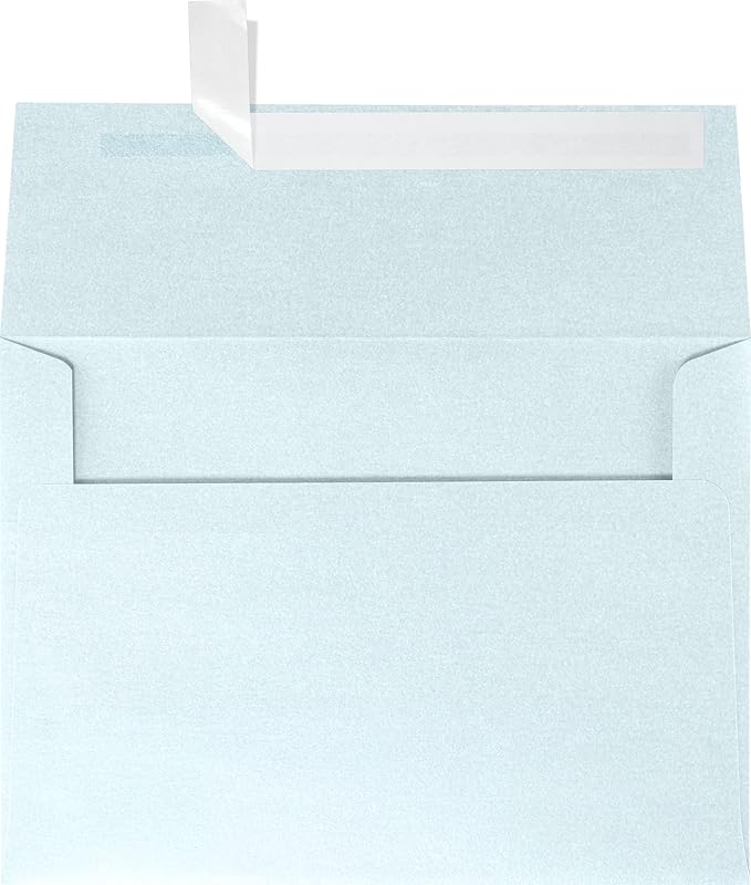 LUXPaper A7 Invitation Envelopes | Peel & Press | 5 1/4" x 7 1/4" | Aquamarine Metallic | 80lb. Text | 250 Qty