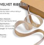 Khaki Velvet Ribbon 5/8'' 25 Yards for Christmas Tree, Gift Wrapping, Flower Bouquet, Wreath Decorations, Bow Making