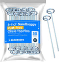 Sandbaggy 6-inch Circle Top Pins - Landscape Staples (Galvanized) - Garden Stakes for Landscaping, SOD - Heavy Duty Ground Stakes, Lawn Turf Spikes, Christmas Decorations, Weed Mats (100 Pins)